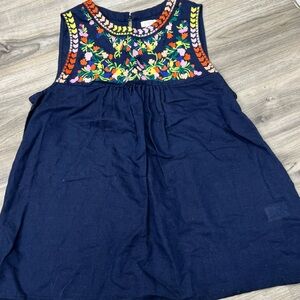 J. Crew Navy Top with Orange and Green Embroidery